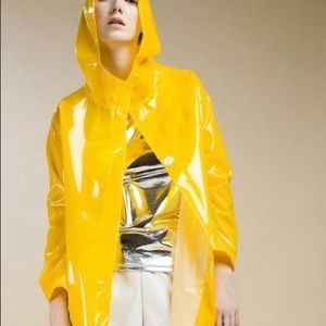 Yellow plastic nylon top fall trend anorak